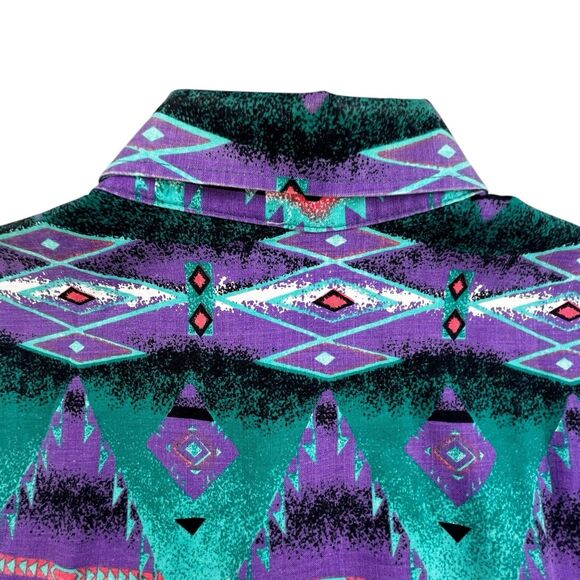 VTG Panhandle Slim Western Shirt Men’s  L Aztec Southwestern Short Sleeve USA - Picture 6 of 8
